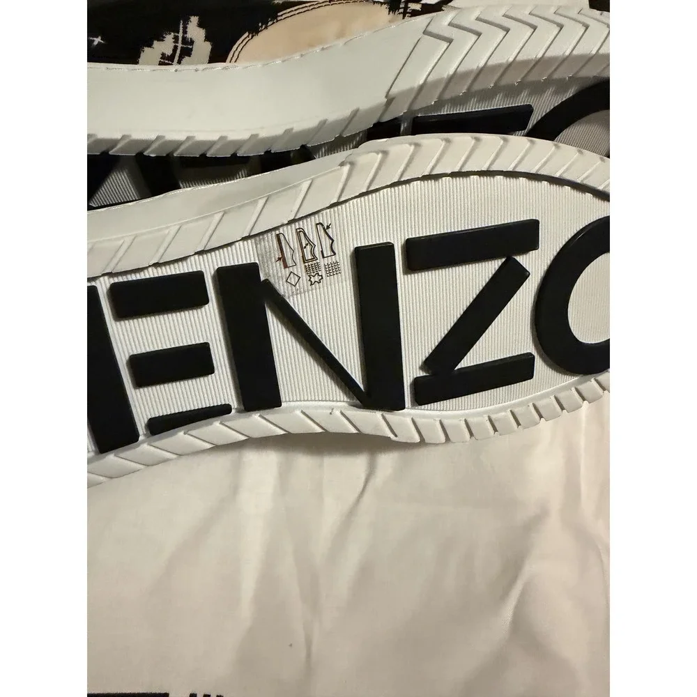 Kenzo K-Skate Lace Up Sneakers Printed Nylon Ikat Noir Black White 39 NEW
